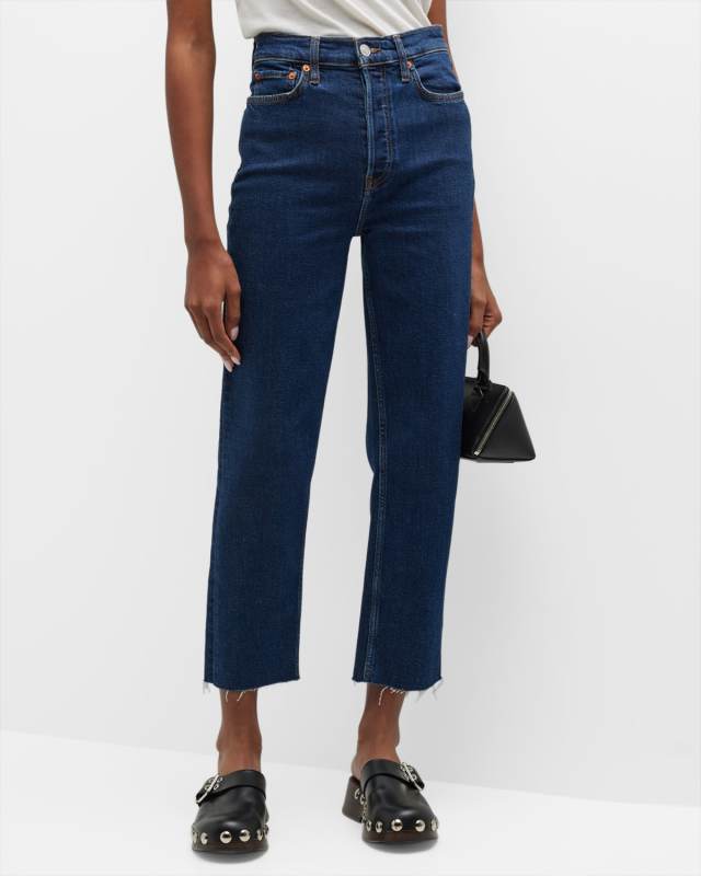 High-Rise Stovepipe Jeans with Raw-Edge Hem